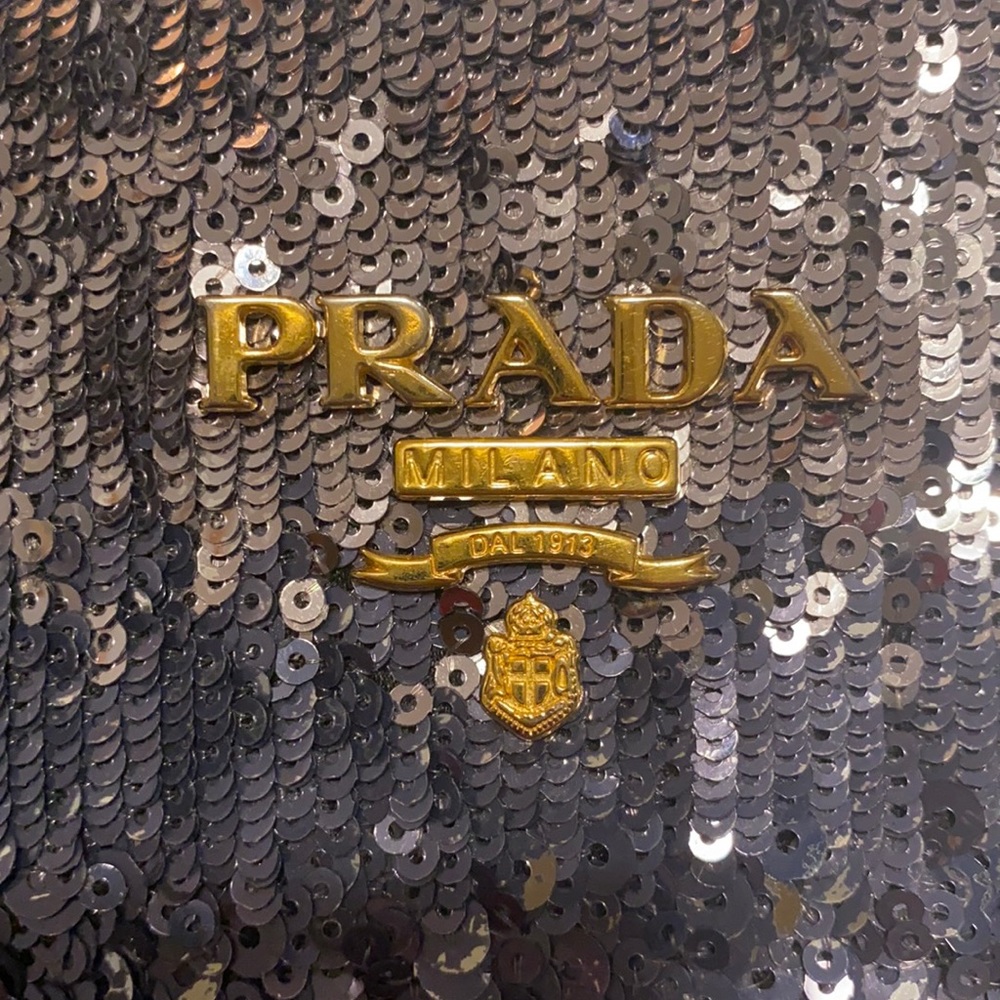 Prada Multicolor Sequin Top Zip Pouch